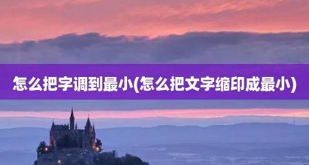 怎么把字调到最小(怎么把文字缩印成最小)