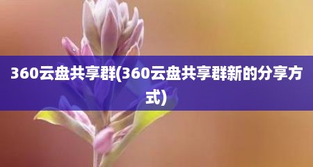 360云盘共享群(360云盘共享群新的分享方式)