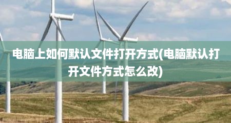 电脑上如何默认文件打开方式(电脑默认打开文件方式怎么改)