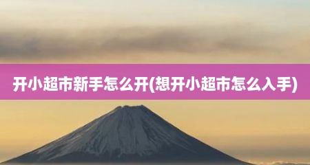 开小超市新手怎么开(想开小超市怎么入手)