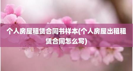 个人房屋租赁合同书样本(个人房屋出租租赁合同怎么写)