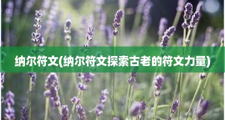 纳尔符文(纳尔符文探索古老的符文力量)