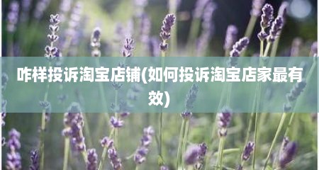 咋样投诉淘宝店铺(如何投诉淘宝店家最有效)