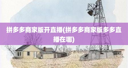 拼多多商家版开直播(拼多多商家版多多直播在哪)