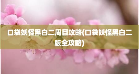 口袋妖怪黑白二周丰攻略(口袋妖怪黑白二版全攻略)