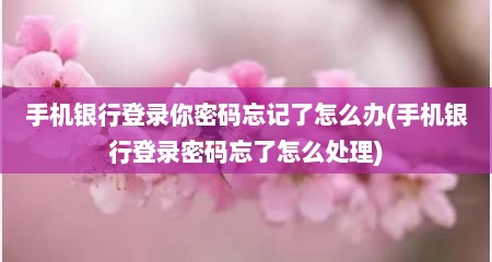 手机银行登录你密码忘记了怎么办(手机银行登录密码忘了怎么处理)