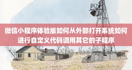 微信小程序体验版如何从外部打开系统如何进行自定义代码调用其它的子程序