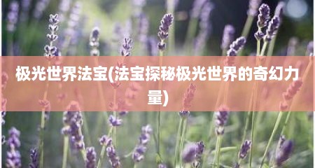 极光世界法宝(法宝探秘极光世界的奇幻力量)