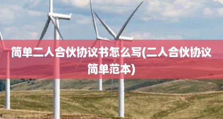 简单二人合伙协议书怎么写(二人合伙协议简单范本)
