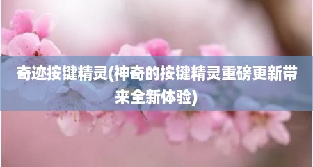 奇迹按键精灵(神奇的按键精灵重磅十分新带莱全新体验)