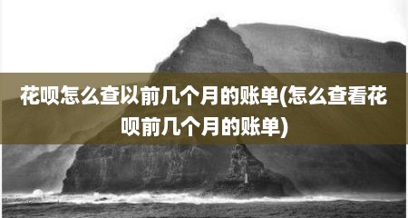 花呗怎么查以前几个月的账单(怎么查看花呗前几个月的账单)