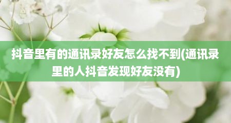 抖音里有的通讯录好友怎么找不到(通讯录里的人抖音发现好友没有)