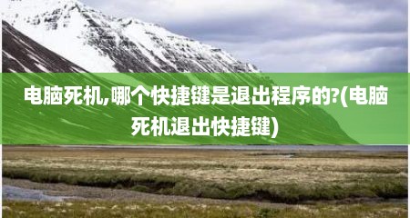 电脑死机,哪个快捷键是退出程序的?(电脑死机退出快捷键)