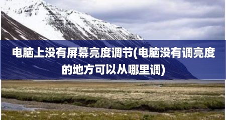 电脑上没有屏幕亮度调节(电脑没有调亮度的地方可以从哪里调)