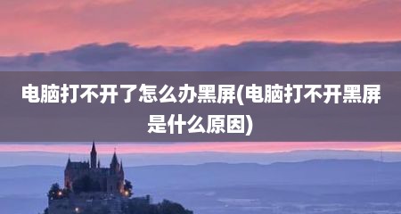 电脑打不开了怎么办黑屏(电脑打不开黑屏是什么原因)