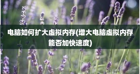 电脑如何扩大虚拟内存(增大电脑虚拟内存能否加快速度)