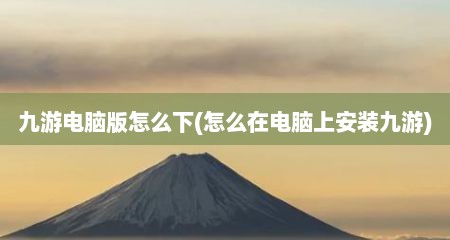 九游电脑版怎么下(怎么在电脑上安装九游)