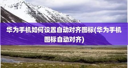 华为手机如何设置自动对齐图标(华为手机图标自动对齐)