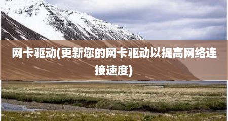 网卡驱动(更新您的网卡驱动以提高网络连接速度)