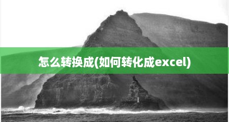 怎么转换成(如何转化成excel)