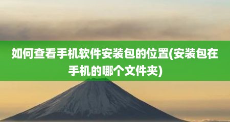 如何查看手机软件安装包的位置(安装包在手机的哪个文件夹)
