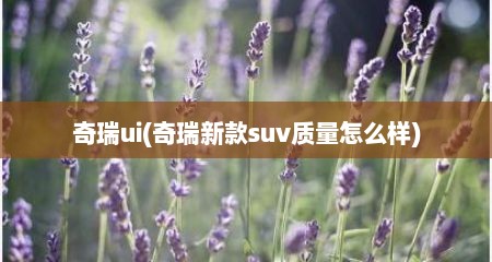 奇瑞ui(奇瑞新款suv质量怎么样)