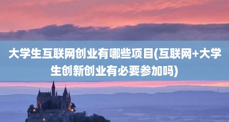 大学生互联网创业有哪些项目(互联网+大学生创新创业有必要参加吗)