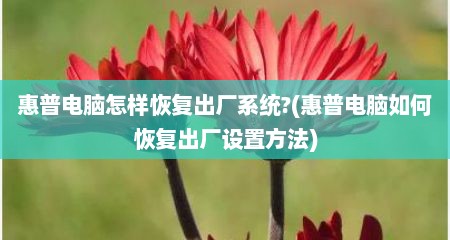 惠普电脑怎样恢复出厂系统?(惠普电脑如何恢复出厂设置方法)