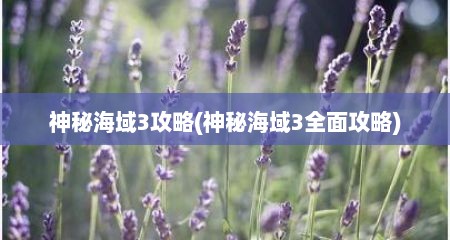 神秘海域3攻略(神秘海域3全面攻略)