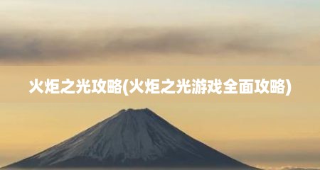 火炬芝光攻略(火炬芝光游戏全面攻略)