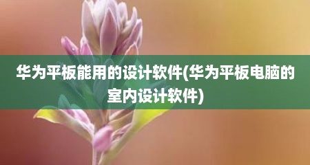 华为平板能用的设计软件(华为平板电脑的室内设计软件)