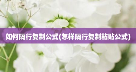 如何隔行复制公式(怎样隔行复制粘贴公式)