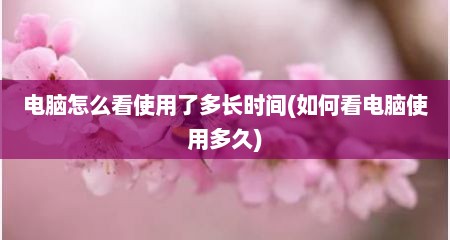 电脑怎么看使用了多长时间(如何看电脑使用多久)
