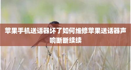 苹果手机送话器坏了如何维修苹果送话器声响断断续续