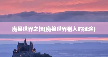 魔兽世界之怪(魔兽世界猎人的征途)