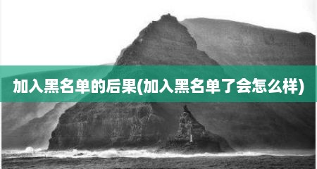 加入黑名单的后果(加入黑名单了会怎么样)