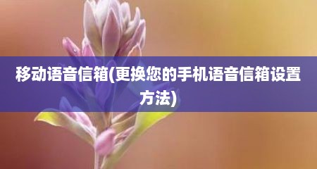 移动语音信箱(更换您的手机语音信箱设置方法)