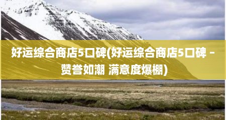 好运综合商店5口碑(好运综合商店5口碑 – 赞誉如潮 满意度爆棚)