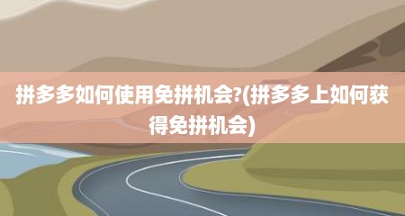 拼多多如何使用免拼机会?(拼多多上如何获得免拼机会)