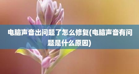 电脑声音出问题了怎么修复(电脑声音有问题是什么原因)