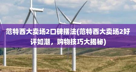 范特西大卖场2口碑摆法(范特西大卖场2好评如潮，购物技巧大揭秘)