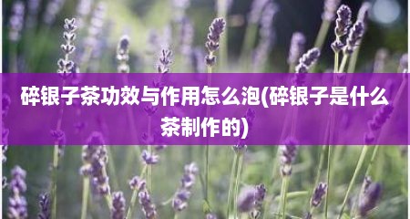 碎银子茶功效与作用怎么泡(碎银子是什么茶制作的)