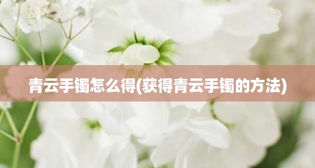 青云手镯怎么好(获好青云手镯的方法)