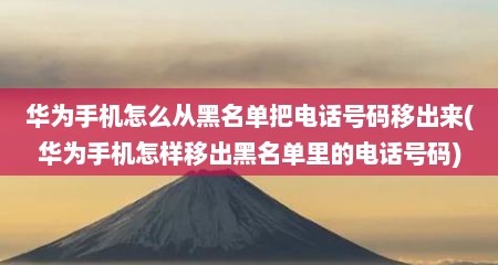 华为手机怎么从黑名单把电话号码移出来(华为手机怎样移出黑名单里的电话号码)
