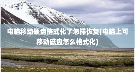 电脑移动硬盘格式化了怎样恢复(电脑上可移动磁盘怎么格式化)