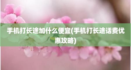 手机打长途加什么便宜(手机打长途话费优惠攻略)