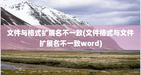 文件与格式扩展名不一致(文件格式与文件扩展名不一致word)