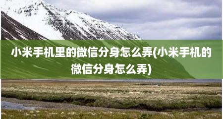 小米手机里的微信分身怎么弄(小米手机的微信分身怎么弄)