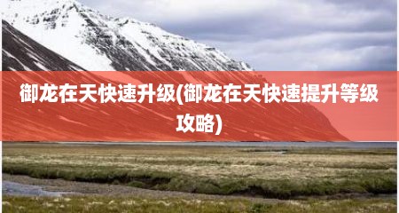 御龙在天快速升级(御龙在天快速提升等级攻略)