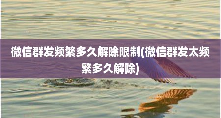 微信群发频繁多久解除限制(微信群发太频繁多久解除)